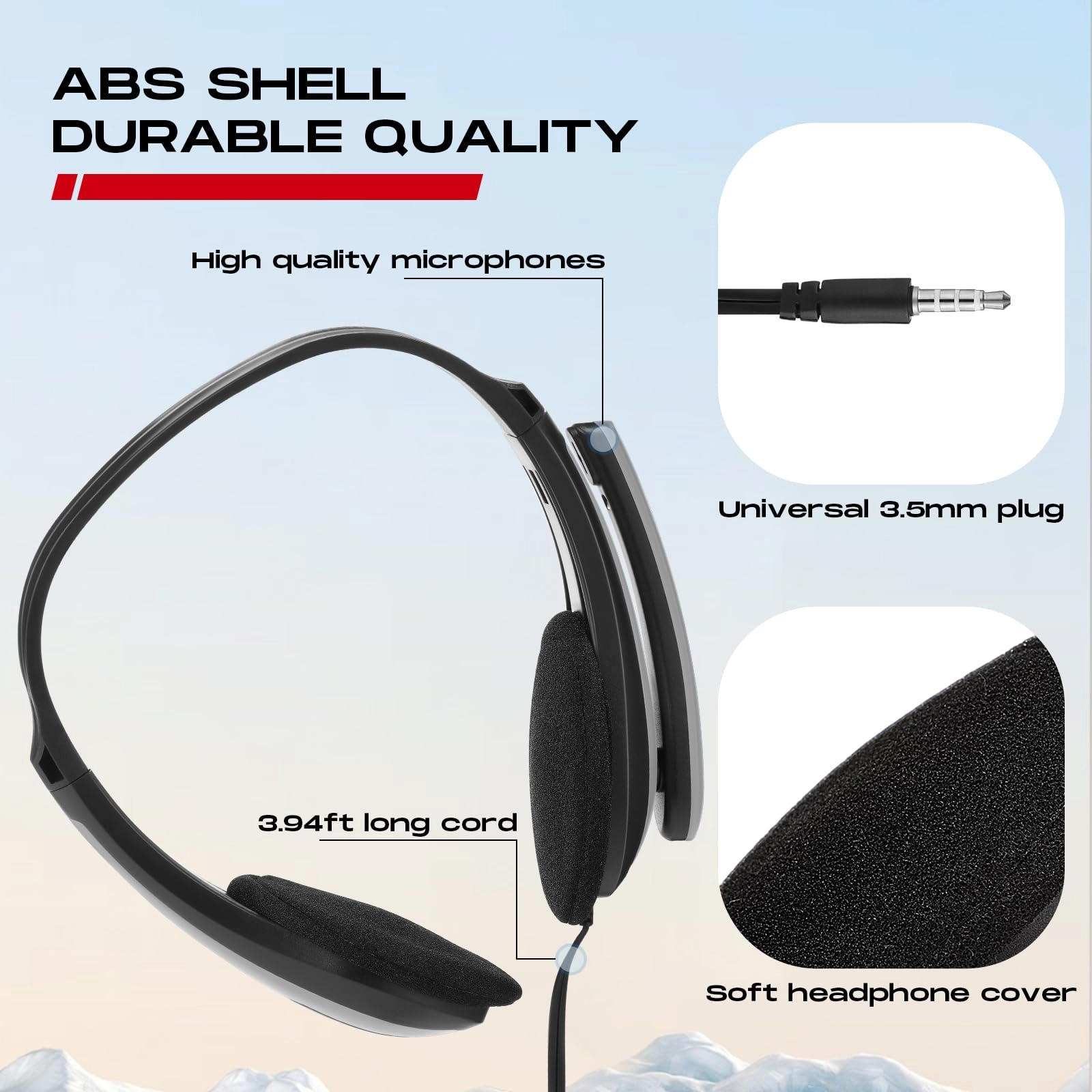 20 Pack Bulk Classroom Headphones Wired Headphone