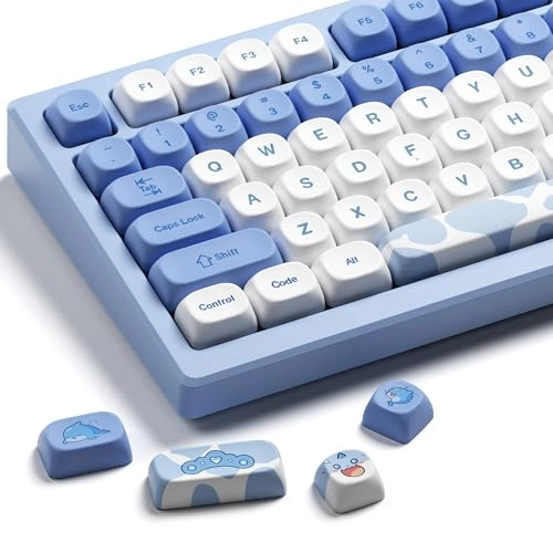 OHY XVX Dolphin Theme PBT Dye-Sub Keycaps Set - 145-Key Blue