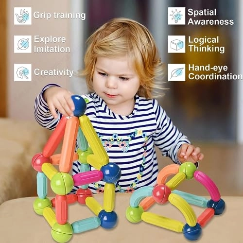 Plastic Magnetic Balls and Rods Set - 32 pcs