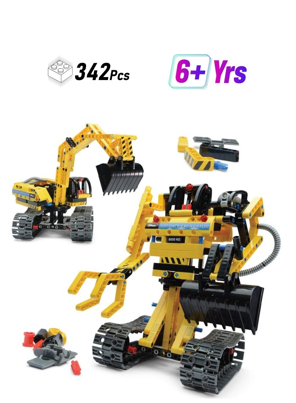 Top Race 2 In 1 Model Set Excavator Toy And Robot Toy - Construction
