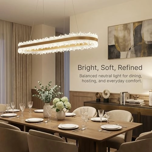 LED Ring Chandelier Oval - 3000K/4500K/6000K Stepless Dimming