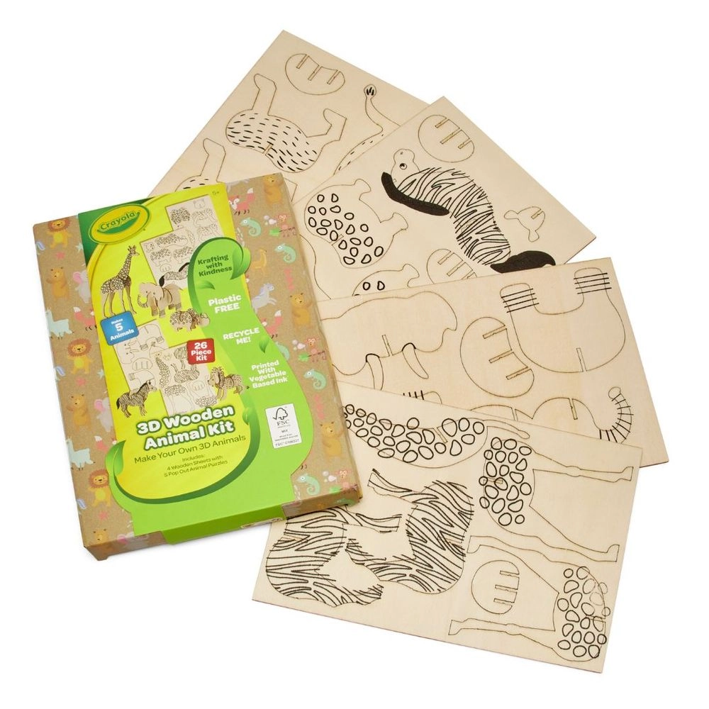 3D Wooden Animal Activity Craft Kit - 26 Pieces