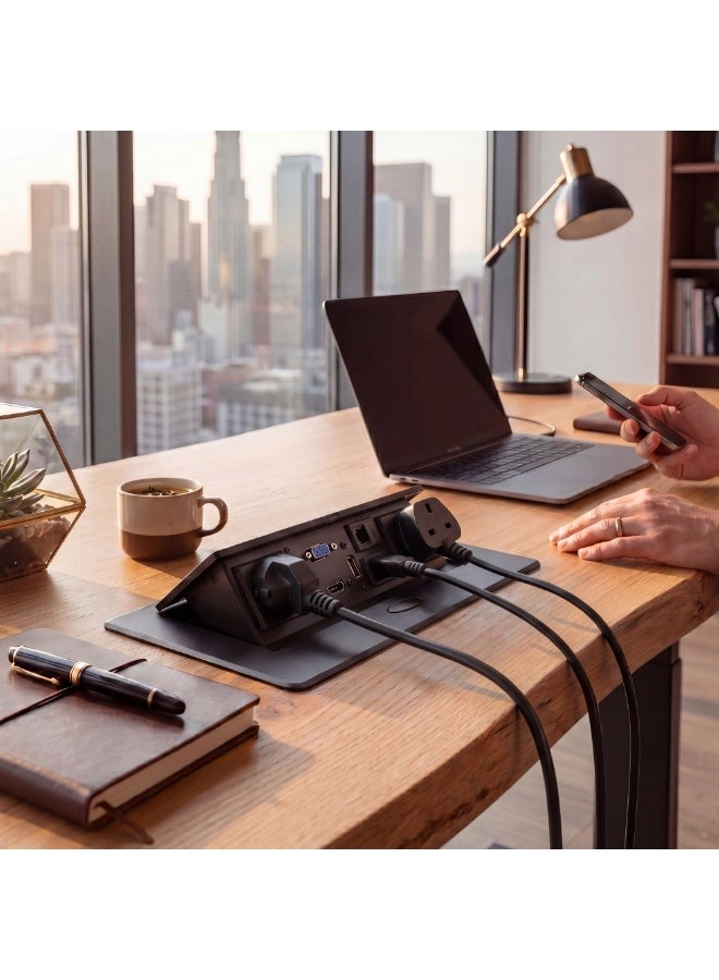 Desktop Power Hub - Pop-Up Cable Management Universal Power
