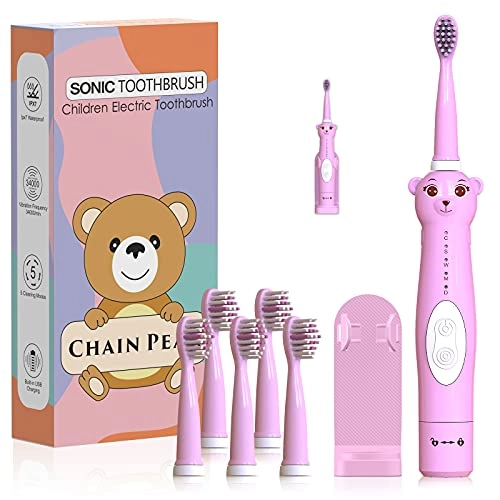 Kids Sonic Electric Toothbrush - Rechargeable 6 Brush Heads 2 Min Timer