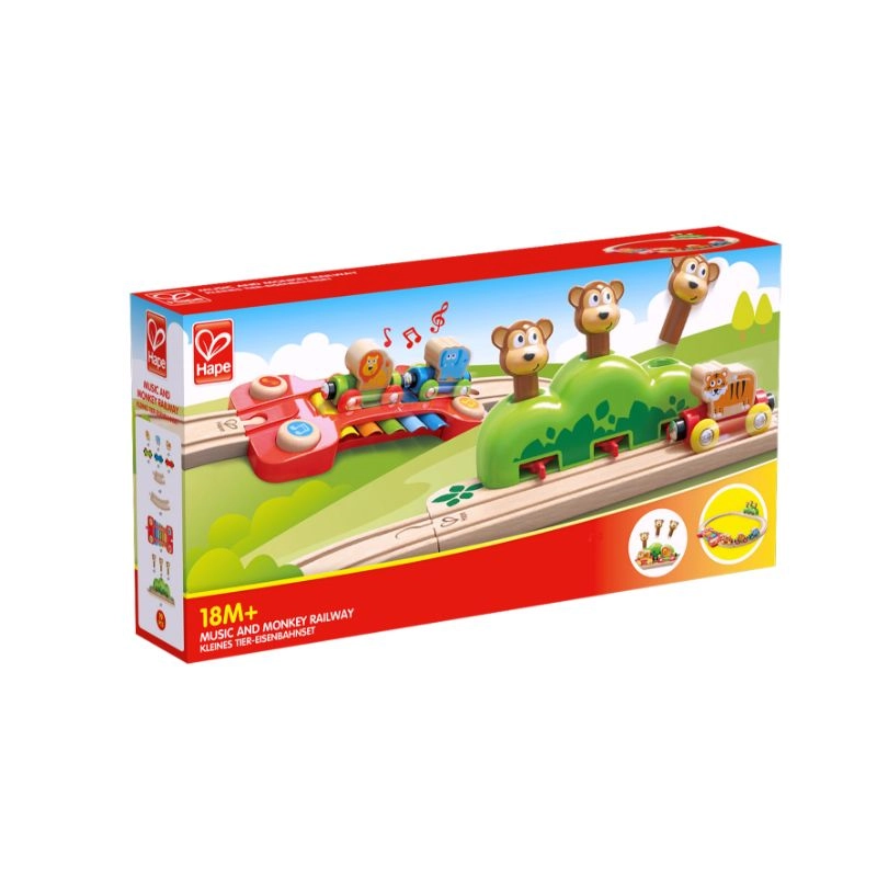 Music and Monkey Wooden Railway Playset - Suitable for 18 months & above