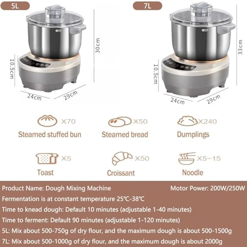 Dough mixer - 5L/7L 200W/250W