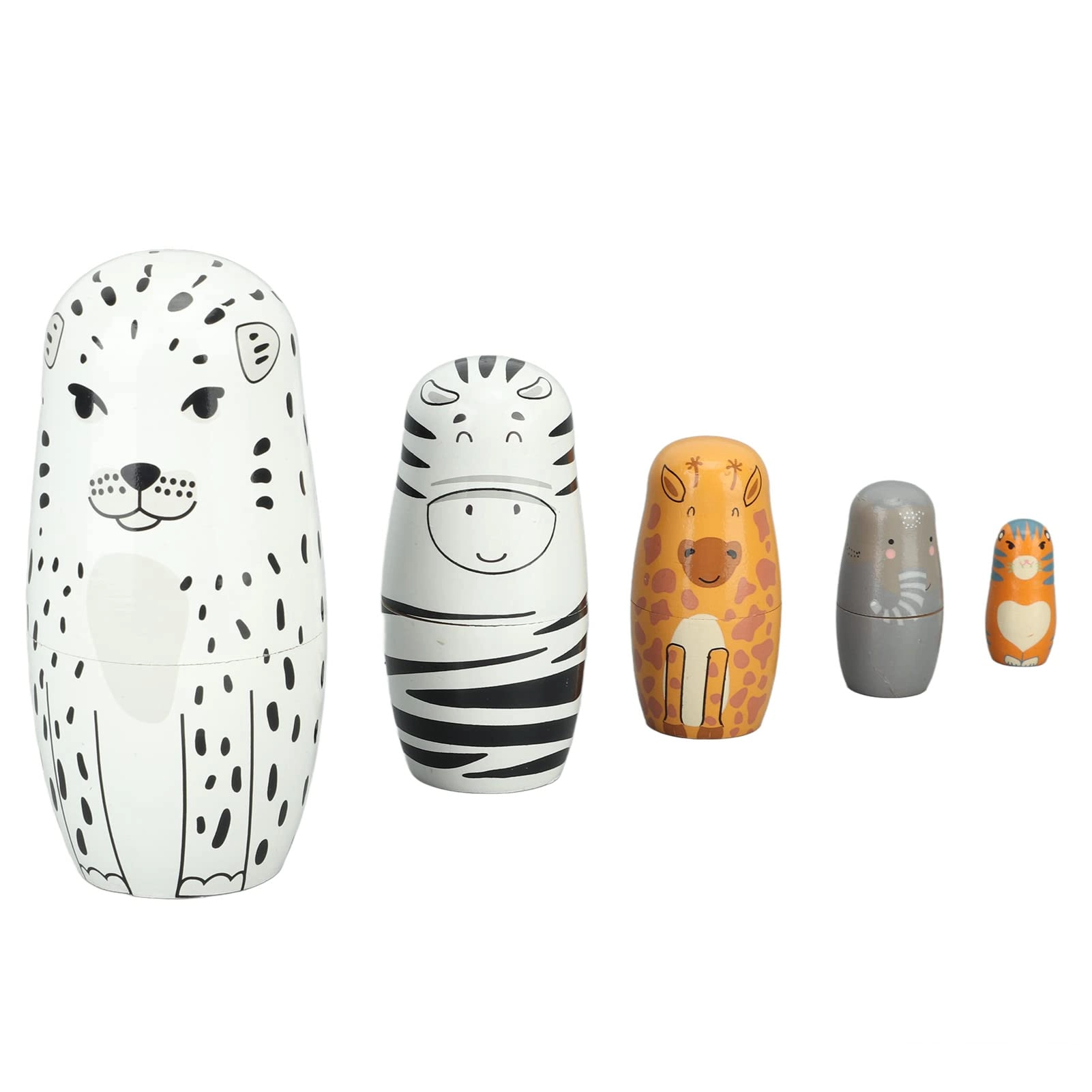 Rcniso Nesting Dolls - 5 Pieces Wooden Snowflake Leopard