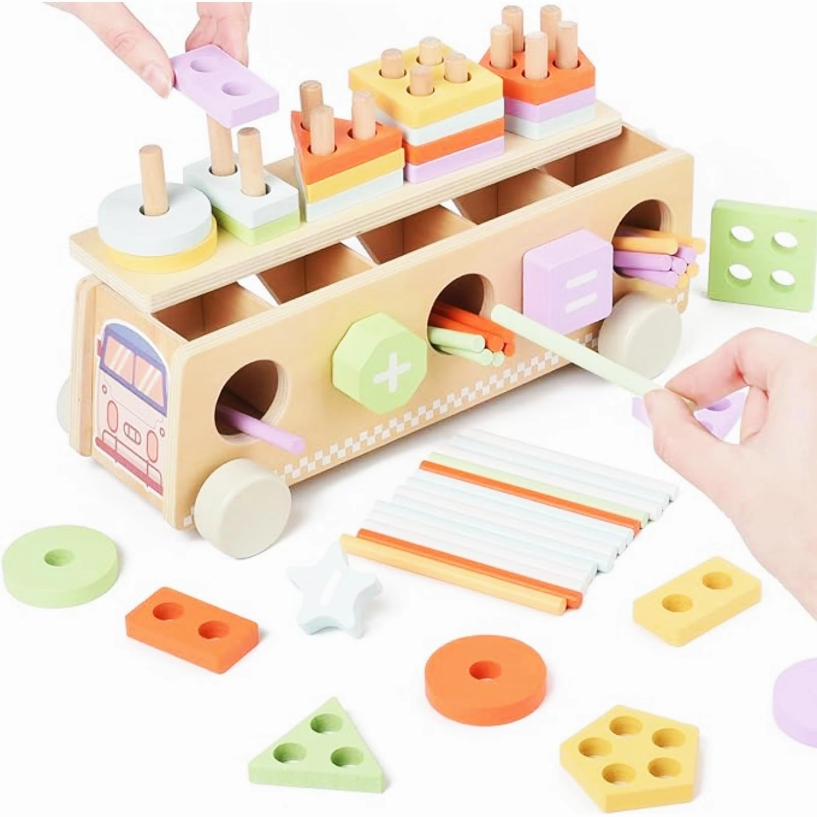 AM ANNA Montessori Toys Wooden Color & Shape Sorting Box - 1-3 Year Old