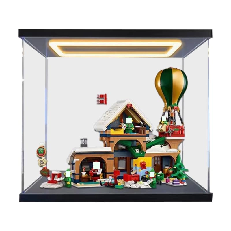HCAEIOFJ Clear Acrylic Display Case for Lego 10339 - Black Bottom+top Light 15.74x9.84x13.38in.(40x26x34cm)