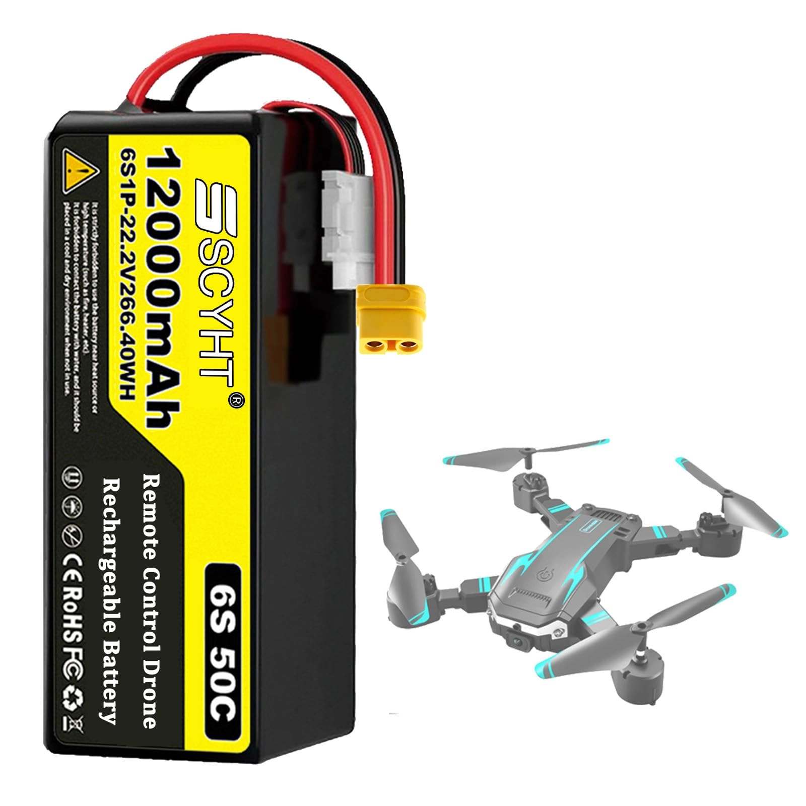 SSCYHT 6S drone battery - 22.2V 12000mAh XH-6S