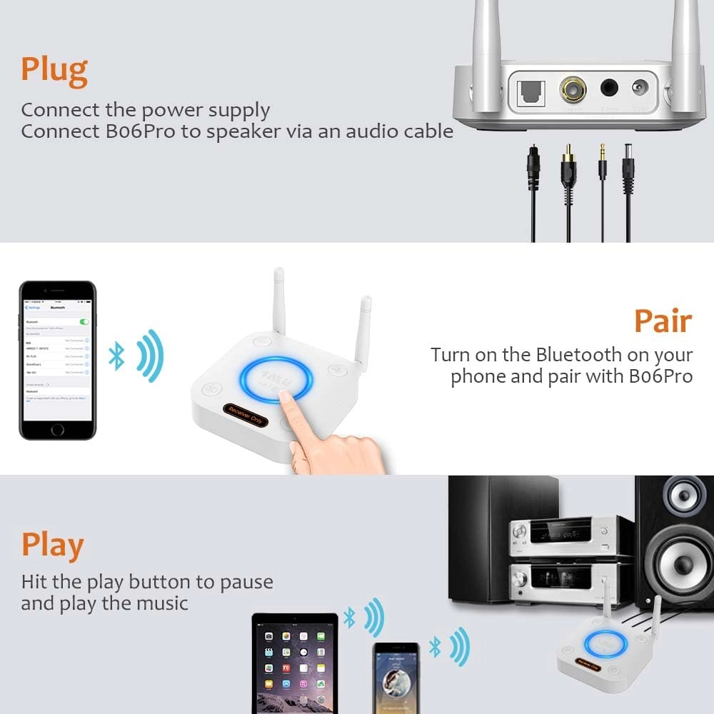 B06Pro - Bluetooth 5.1 3.5 mm RCA coaxial optical