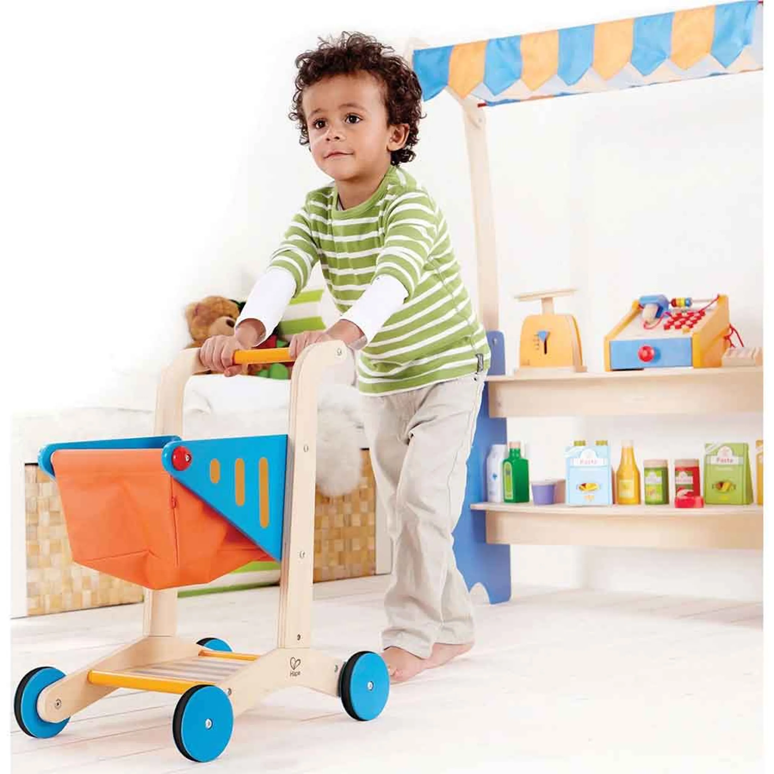 Wooden Shopping Cart Toy - Solid Wood 3 years+