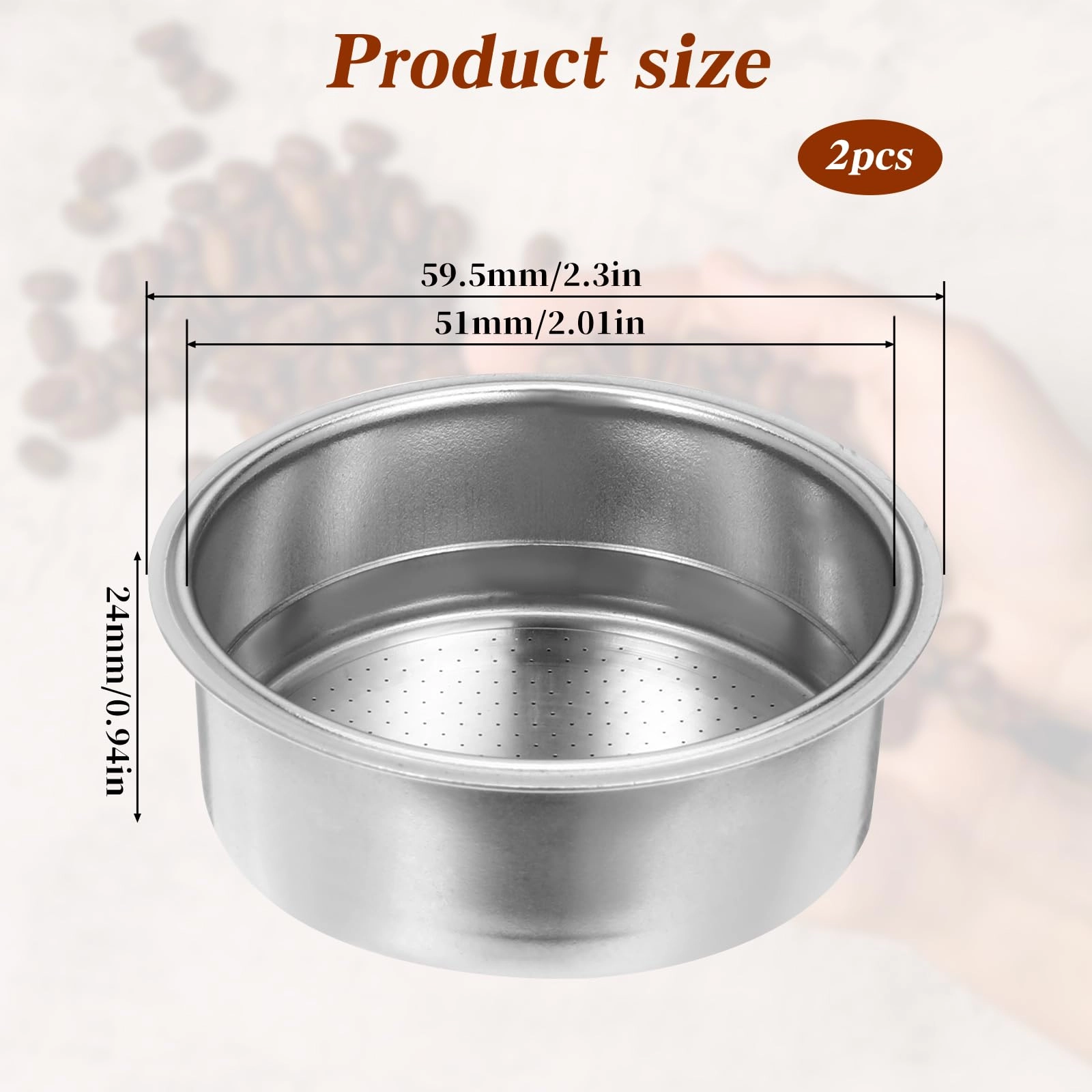 51mm stainless steel coffee filter - 1+2 Cups Capacity