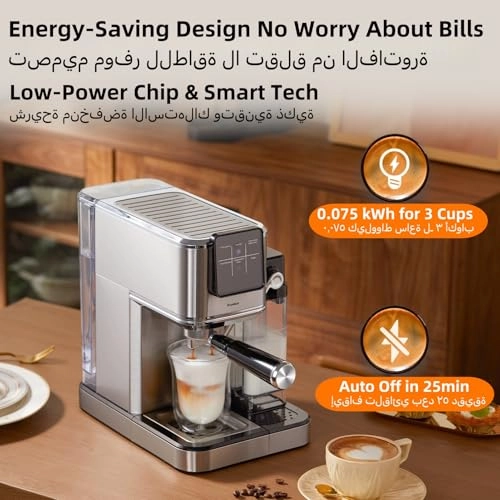 20-Bar Semi-Automatic Coffee Machine - Grinder Milk Frother