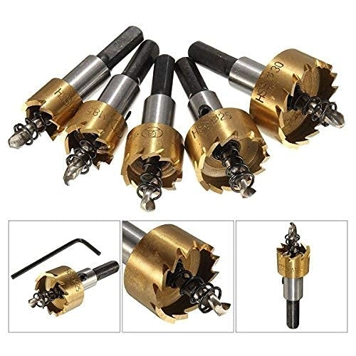 Hole Saw Drill Bit Set - 16mm/18mm/20mm/25mm/30mm for Metal