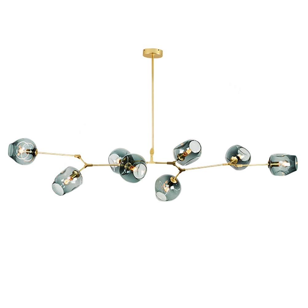 Minimalist Glass Bubble Ball Chandelier - E27 8 heads Gradient smoke gray lampshade