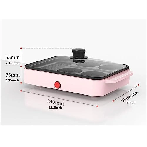 Electric Frying Pan - Pink 1000W Divided