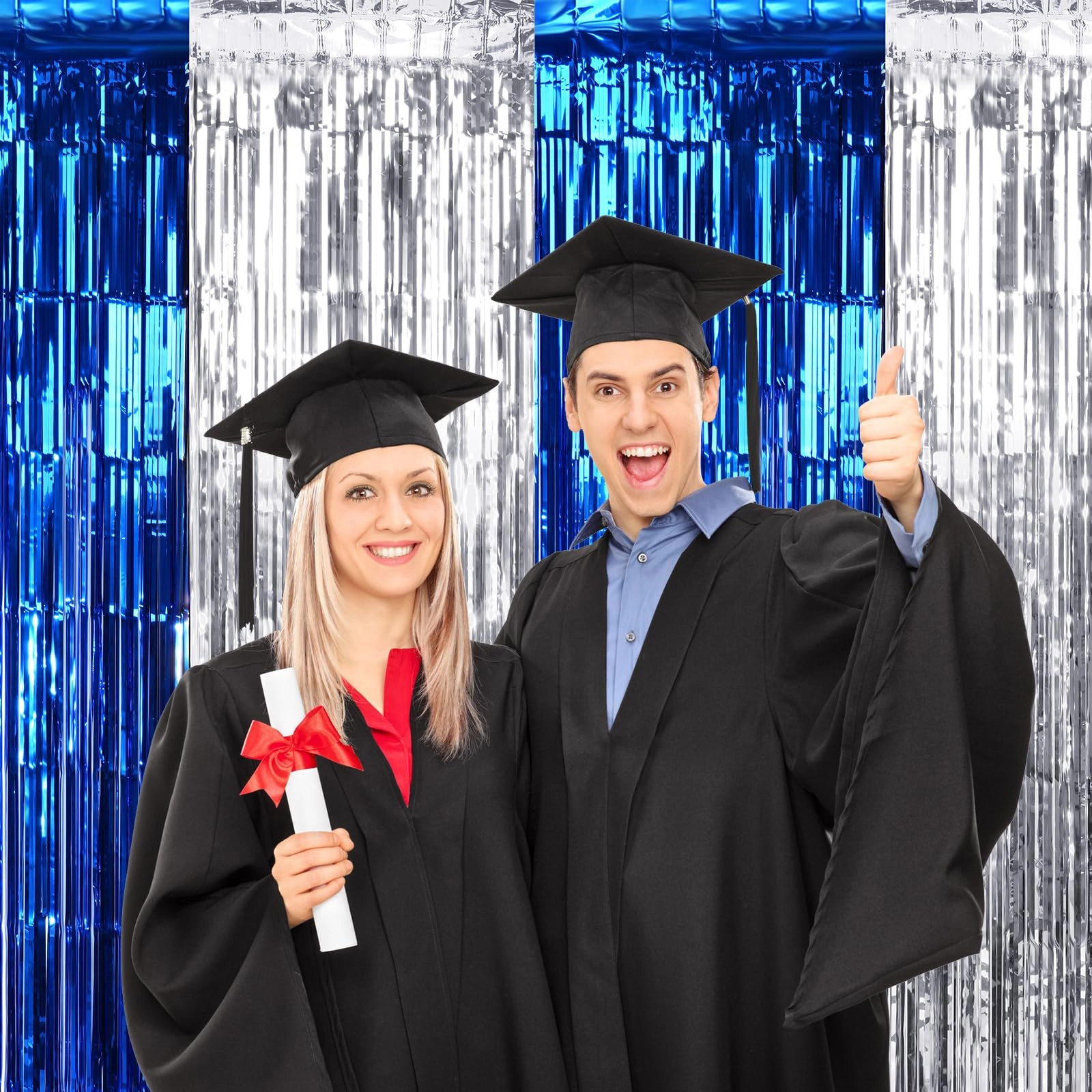 Foil Fringe Curtain - 3 Birthday Graduation Prom Wedding Pack