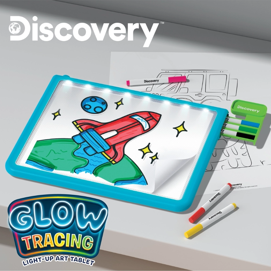 Glow Tracing Lightup Art Tablet - 6 colorful markers 10 blank sheets 10 tracing templates