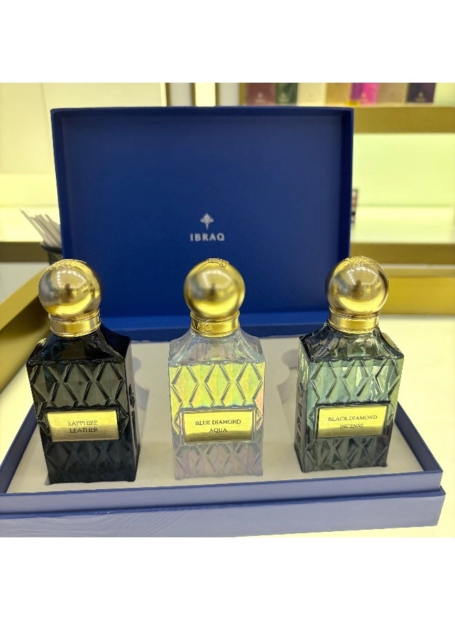 Blue Diamond Aqua Eau de Parfum 75 ml + Black Diamond Incense Eau de Parfum 75 ml + Sapphire Leather Eau de Parfum 75 ml