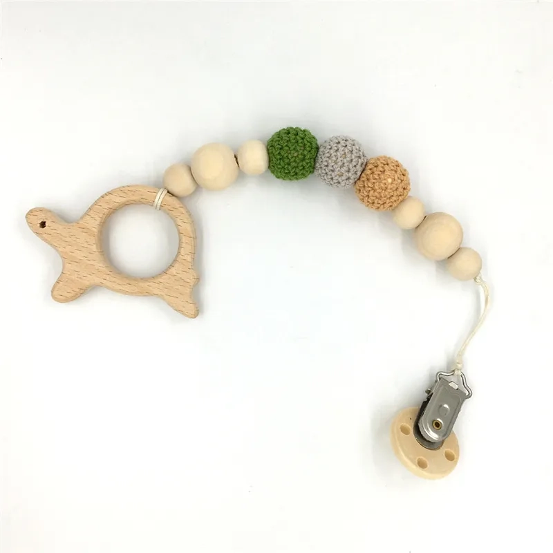Factory Price Wooden Teether with Pacifier Clip - beech wood