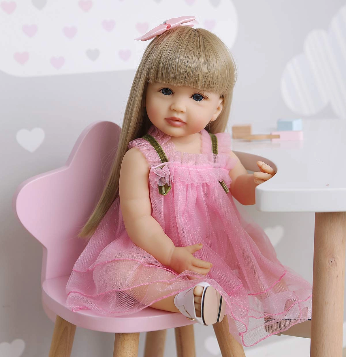 RXDOLL Reborn Baby Doll - 22 inch Silicone Vinyl Blonde Hair Ages 3+