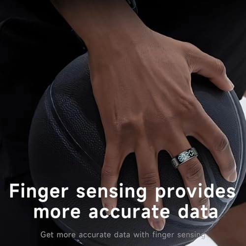 Smart Fitness Ring - LED Display IP68 Silver Size 9