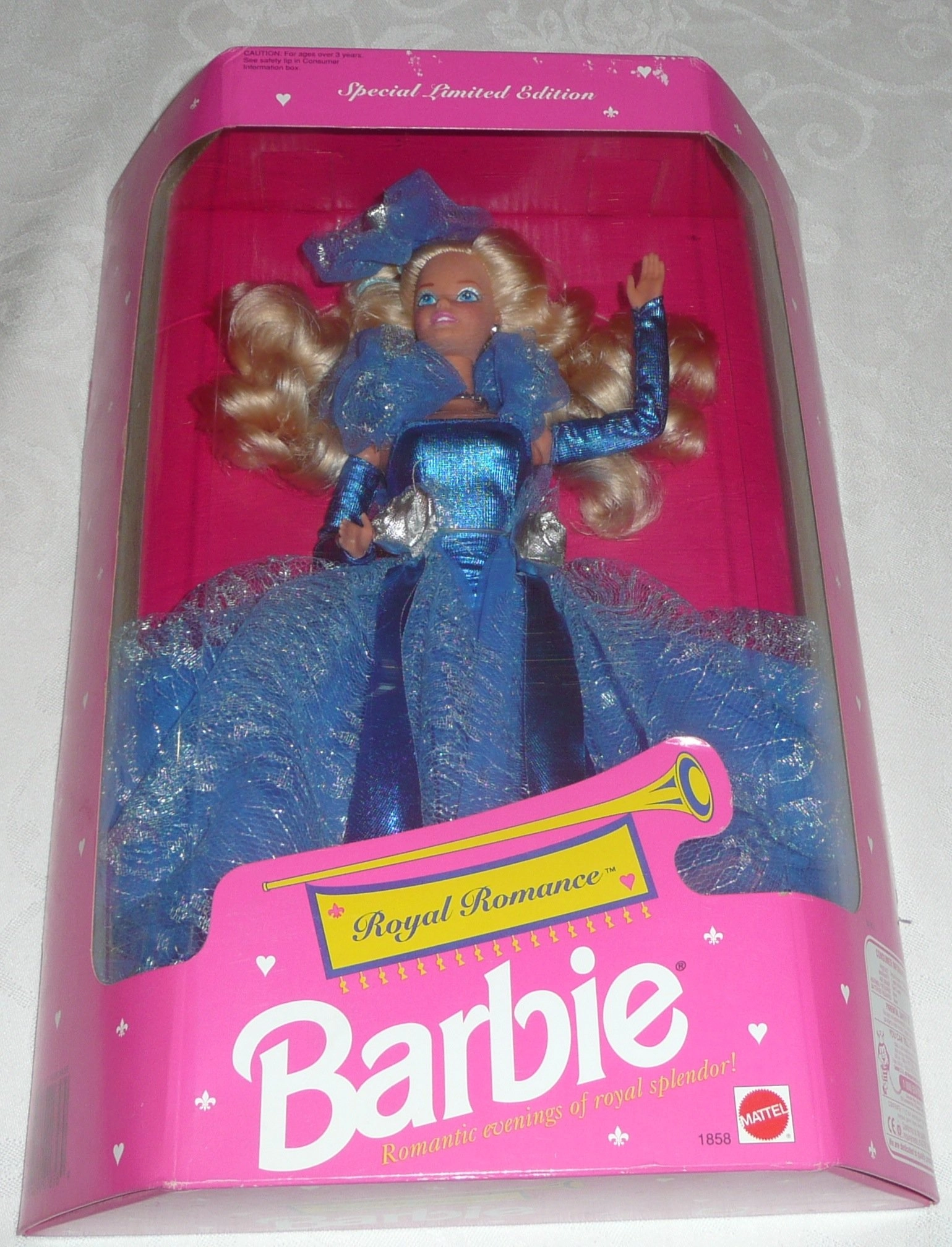 Barbie Royal Romance - Blonde silver and royal blue gown Ages 5+