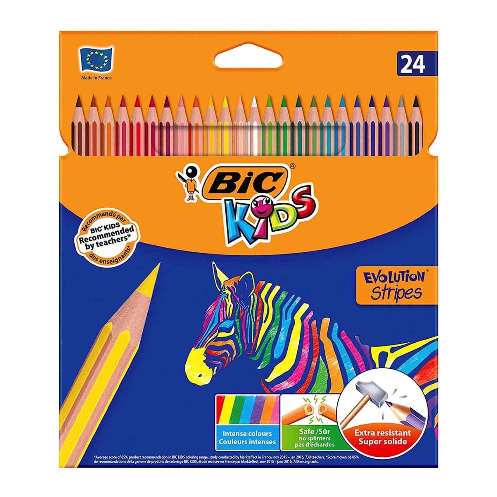 BIC Evolution Stripes Coloured Pencils - 24 Pcs
