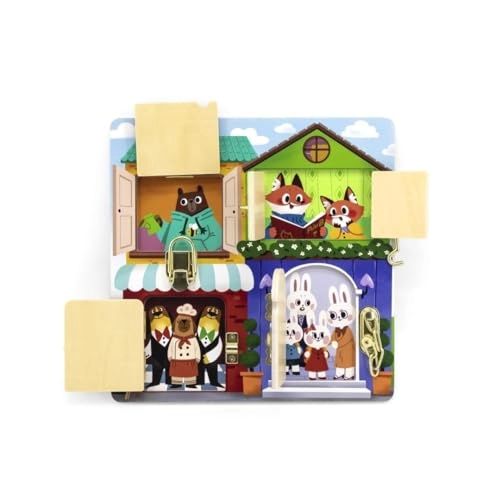 Wooden Manipulation Board Lock and Latch House - 16 months and up 1 pieces