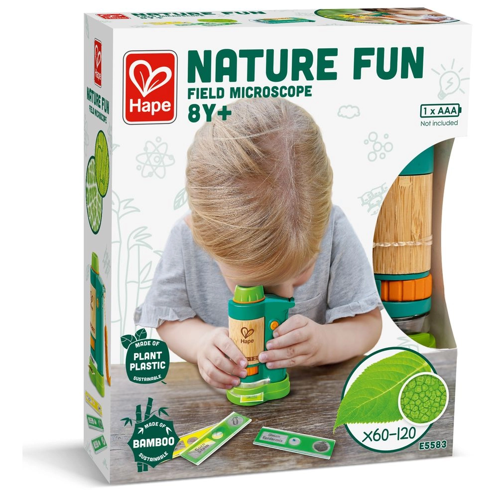 Nature Fun Bamboo Field Microscope Science Biology - 8 years+ 6 pieces