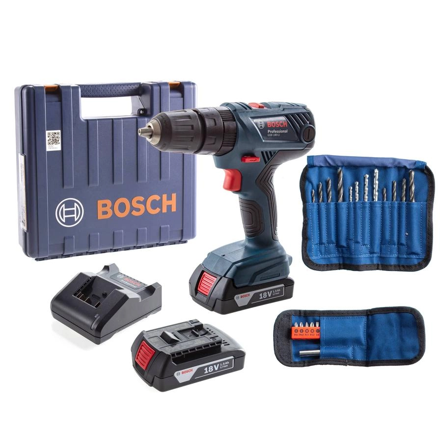 GSB 180-Li - 1.5 Ampere-hour + Drill Bit Set + Screw Bit Set