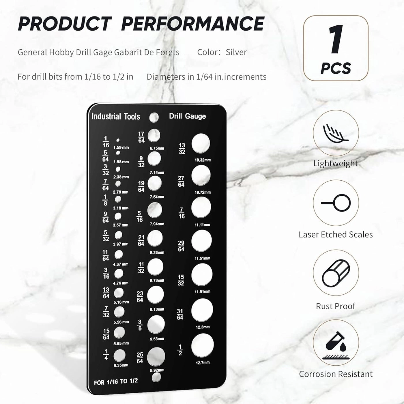 Drill Bit Gauge - stainless steel 1 piece(s)