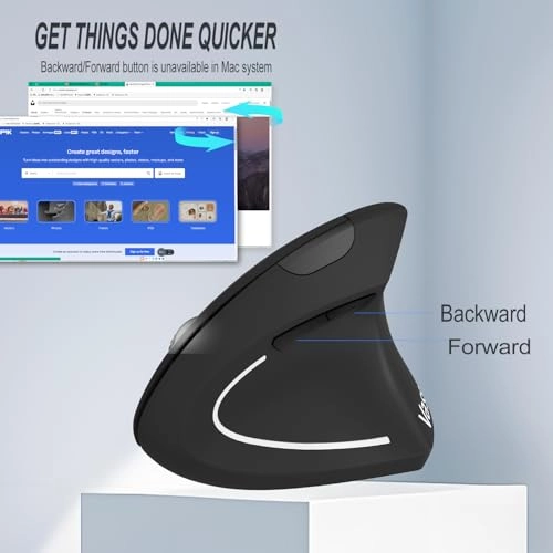 Ergonomic Vertical Wireless Optical Mouse - USB