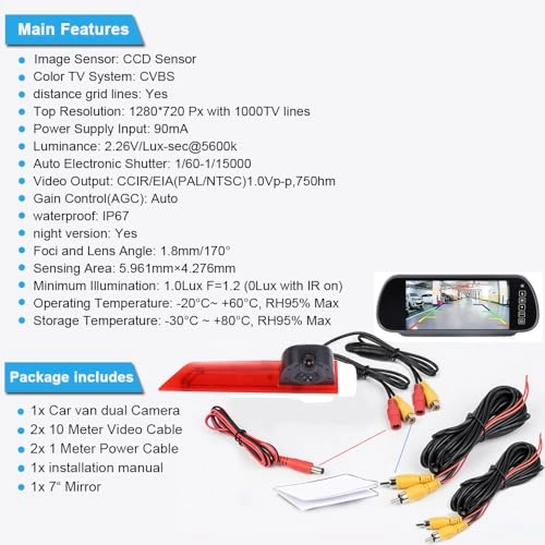 Rear View Mirror Monitor - 800 x RGB x 480 + Rear View Camera - 1280 x 720 Px