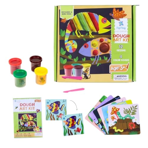 Dough Art Kit - 12 Design Cards 4 Vibrant Colors
