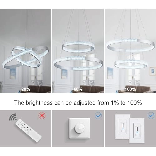 Modern Crystal Chandelier - 6000K Dimmable