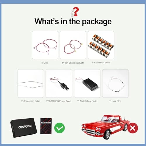 LED Light Kit for LEGO 10321 Corvette - Plastic 1