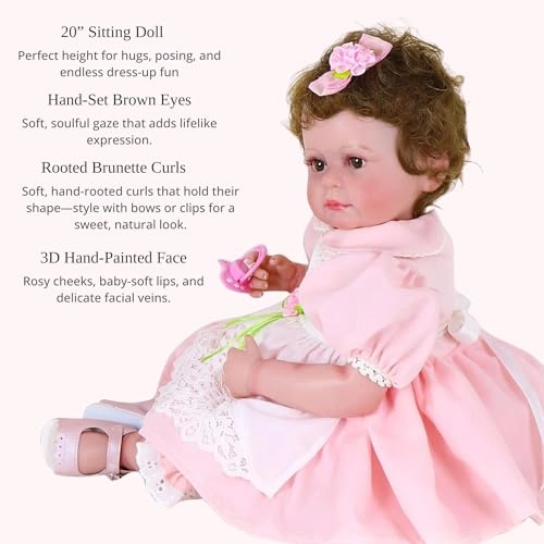 Reborn Baby Doll - 20 inch Vinyl Rooted Nyion Hair Ages 14+