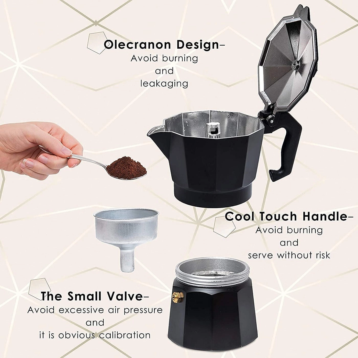 Aluminum Stovetop Moka Pot - 6 Cup 300 ml