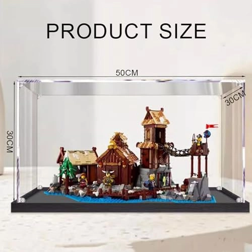 Acrylic Display Case for LEGO 21343 Vikinng Valleey - 3MM thickness Wood color