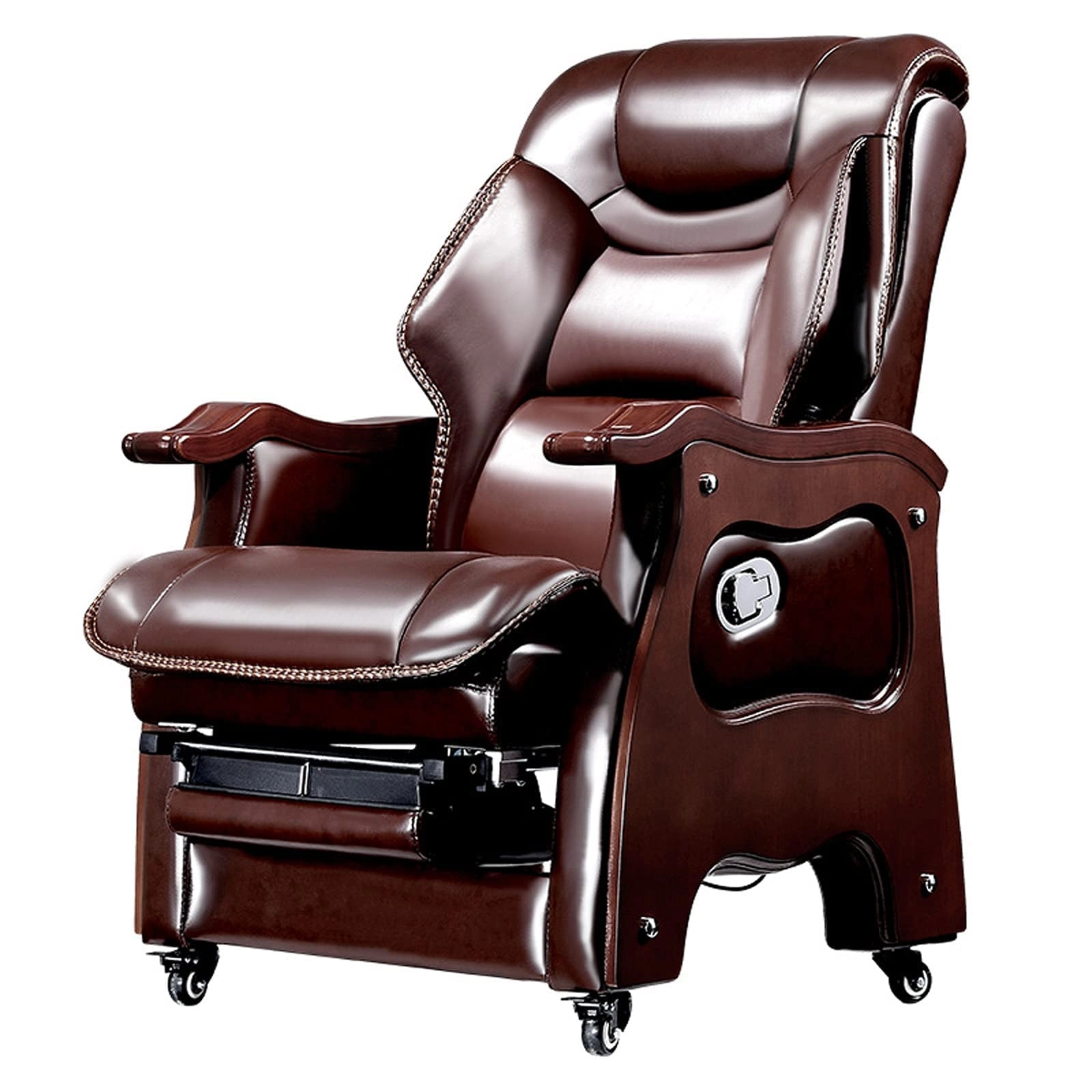 Desk Chair - PU Leather Brown High Back