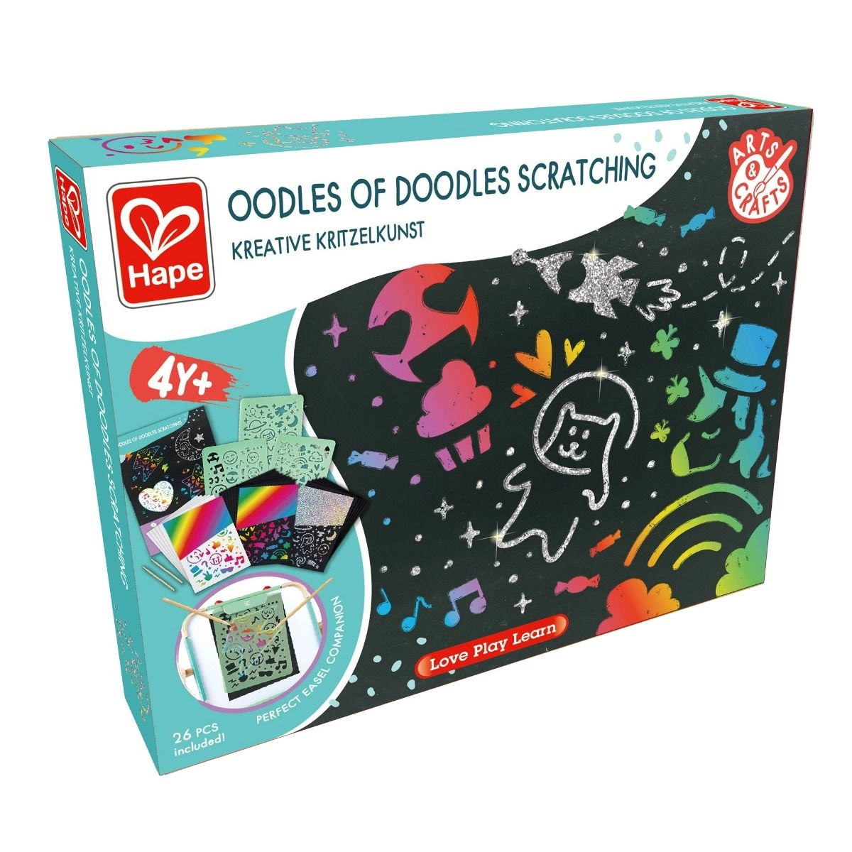 Oodles of Doodles Scratching Arts And Craft Set - 26pcs two wooden styluses