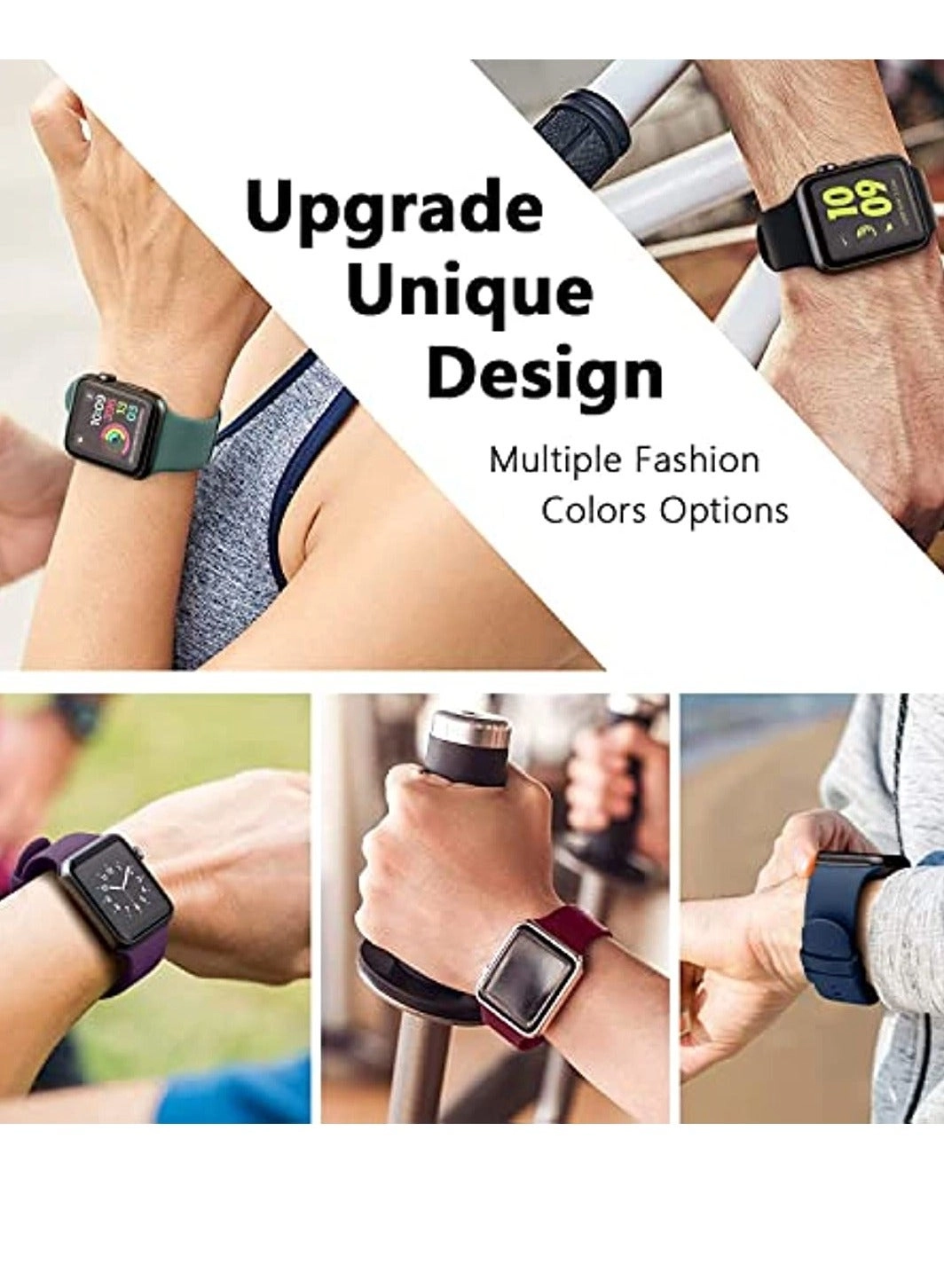 Silicone Sport Watch Band for Apple Watch Series Ultra/8/7/6/5/4/3/2/1/SE (38/40/41mm)