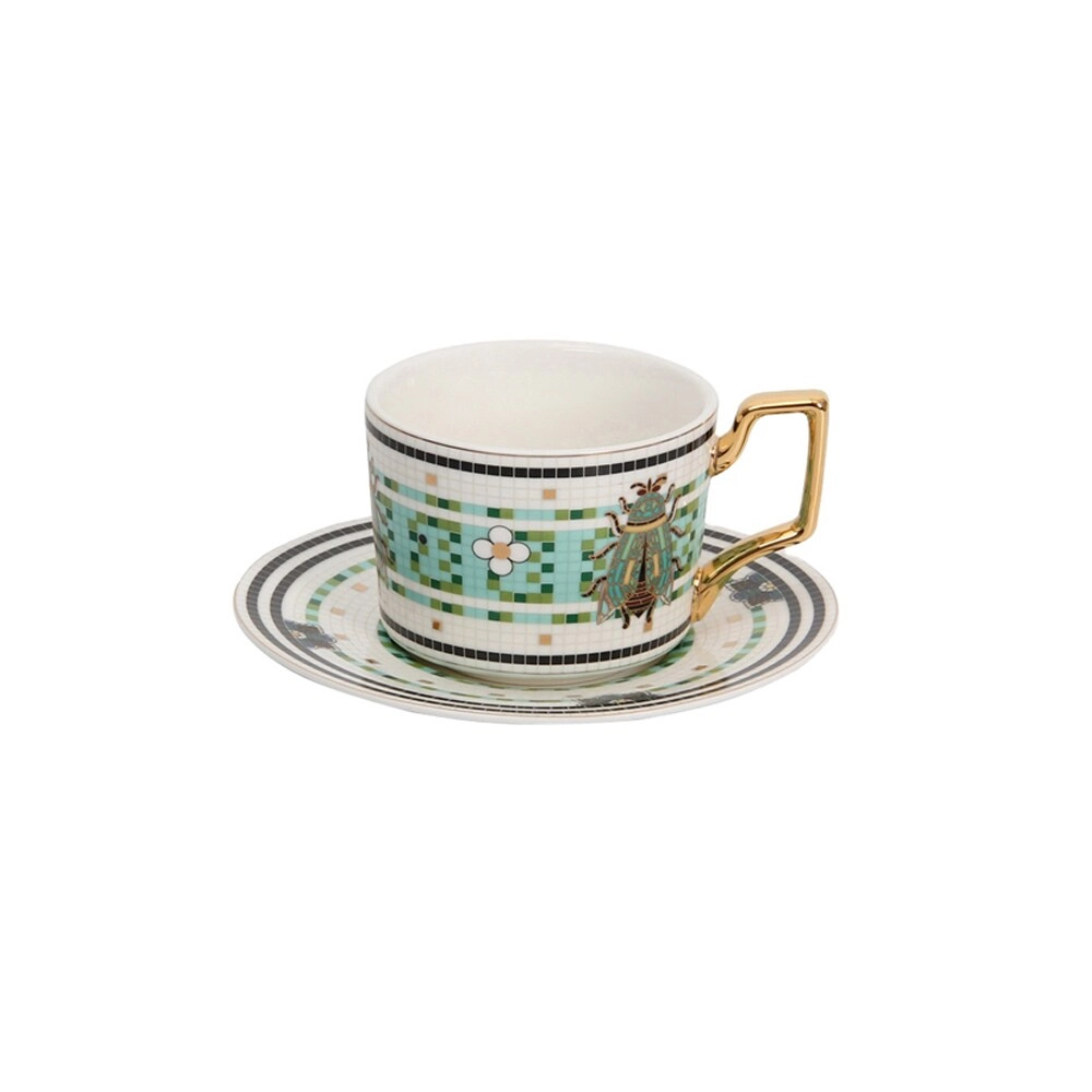 XIANGYU PLAY Ceramic Mug - Gold Handle Porcelain Real Gold Depiction