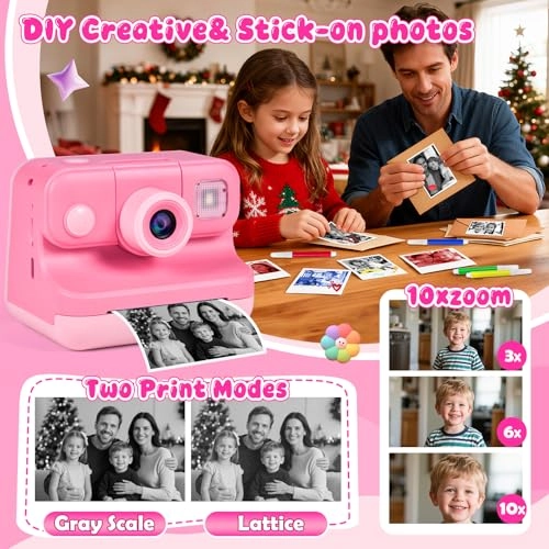 Kids Instant Print Camera - 30MP 1080P 32GB