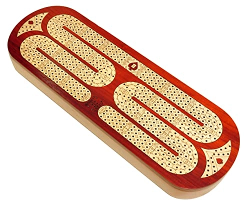 Continuous 4 Track Cribbage Board - Blood Wood Maple Wood