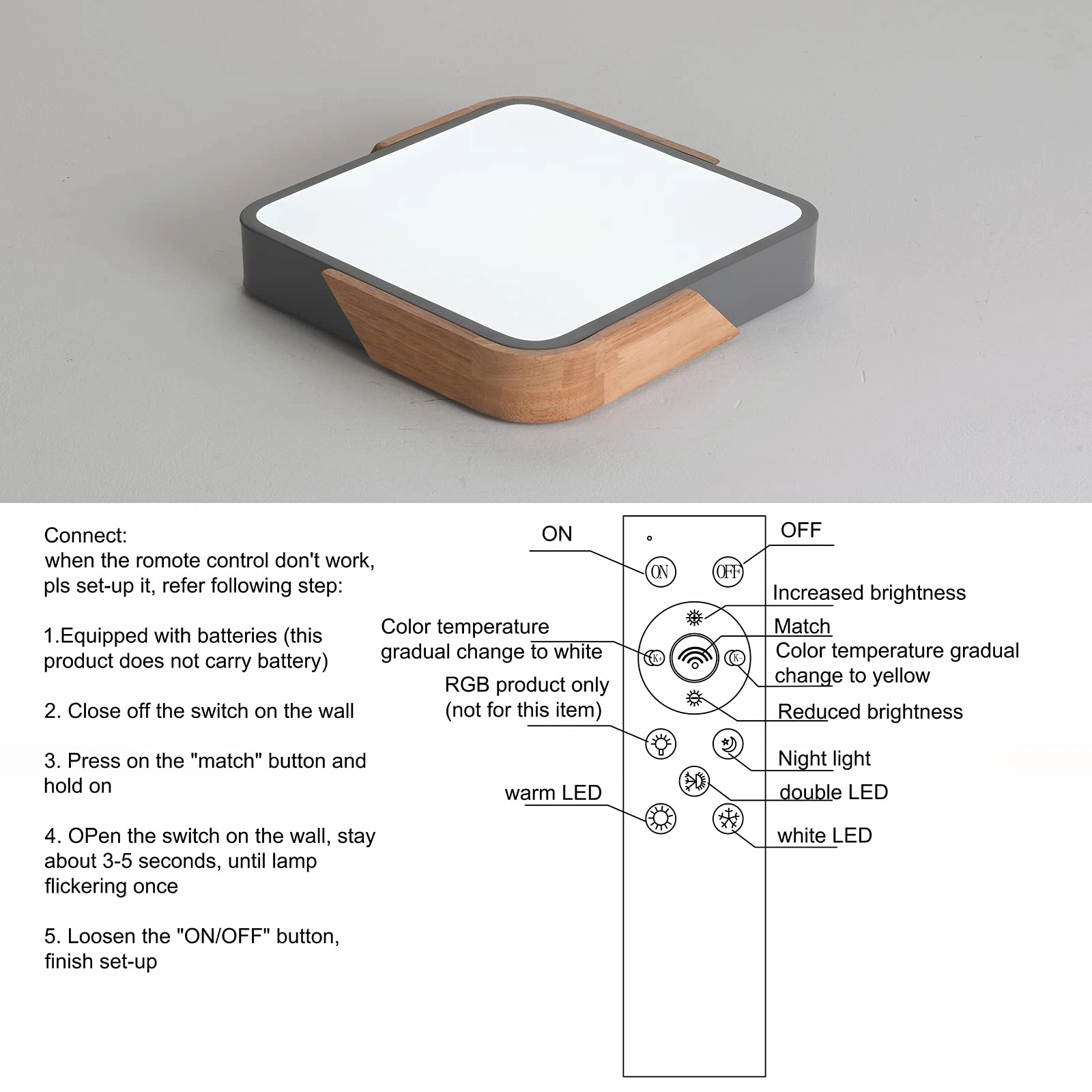 Flush Ceiling Light - 6000K 4000K 3000K Dimmable