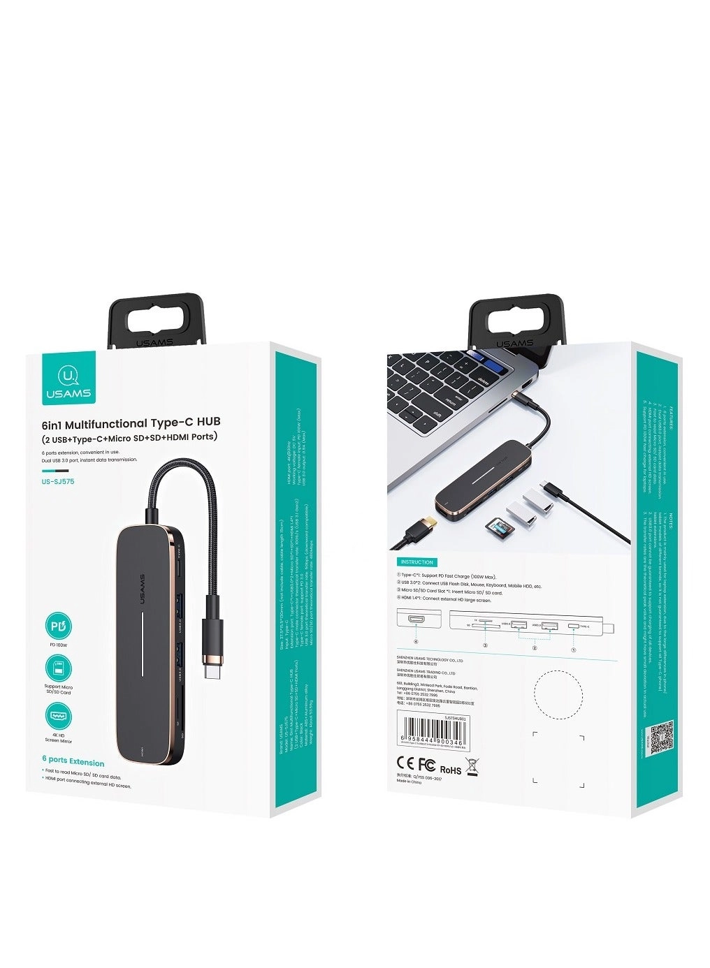 6in1 Type-C HUB - 6 ports USB3.0 HDMI PD100W