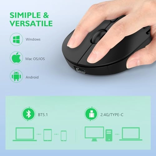 R-03 Slim Mouse - Bluetooth, Type C Receiver